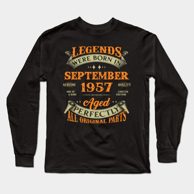 66th Birthday Gift Legends Born In September 1957 66 Years Old Long Sleeve T-Shirt by super soul